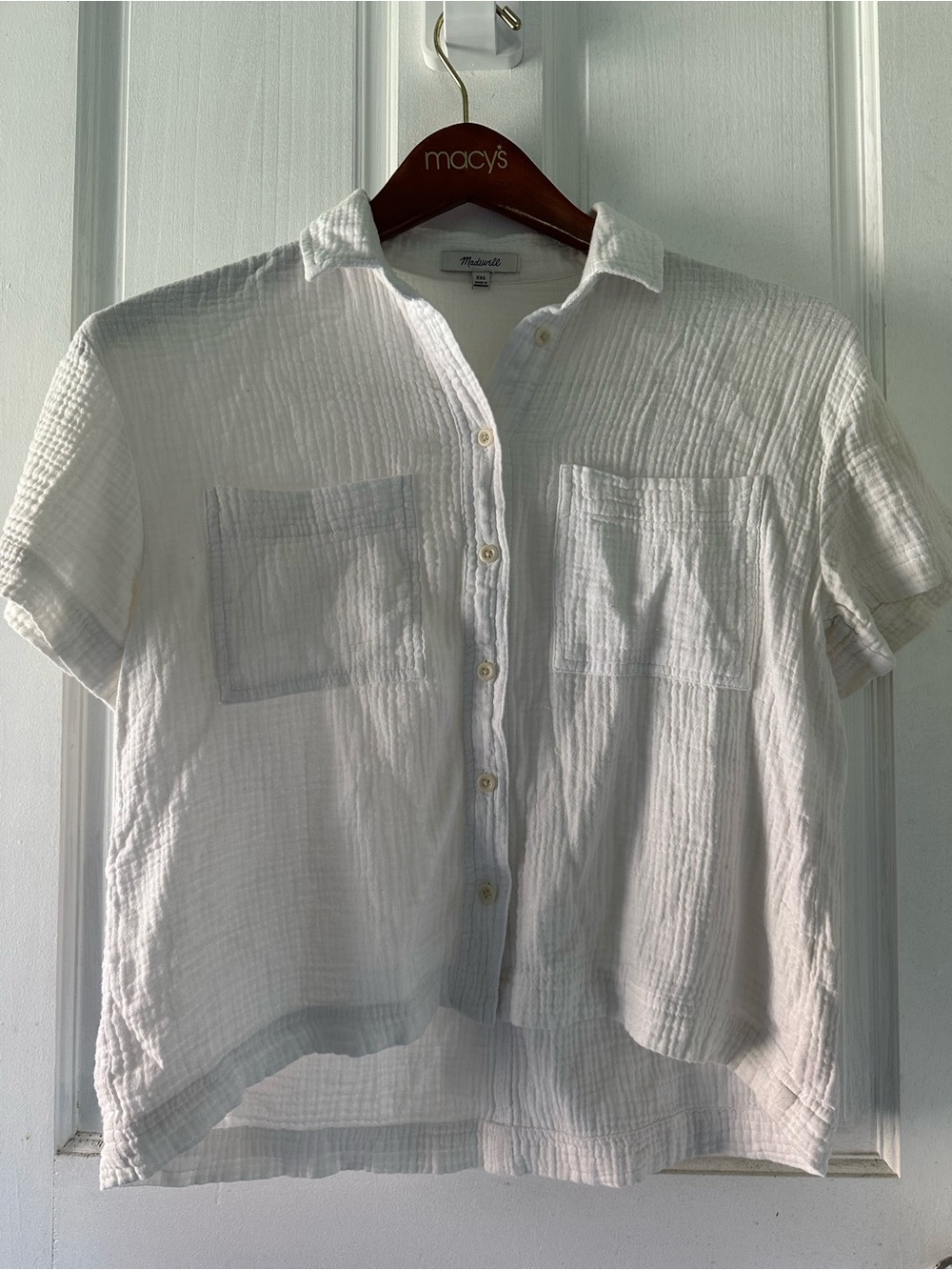 🌻 Madewell Gauzy White Cotton Oversized Button-Up Shirt 🌻